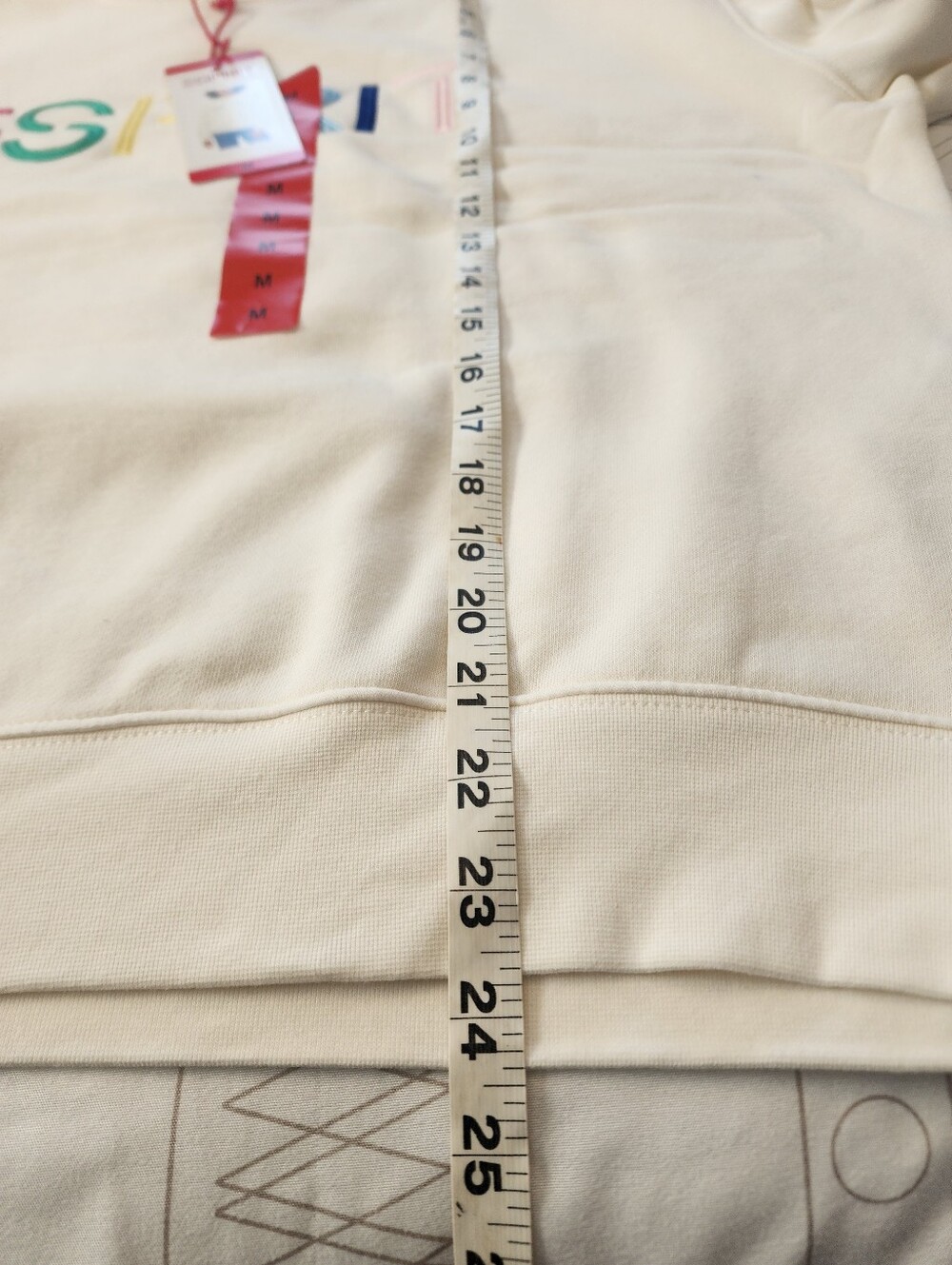 Esprit Cream Womens Sweatshirt with Multicolor Embroidered Logo Size M NWT - Picture 8 of 8